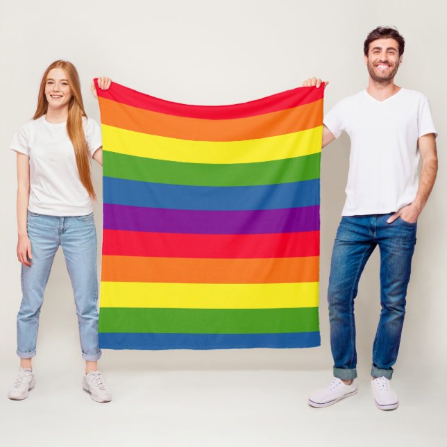Colorful Rainbow Stripes Fleece Blanket (In Situ)