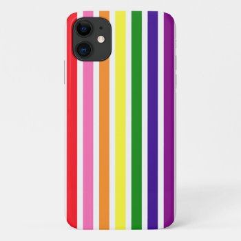 Colorful Rainbow Stripes Gay Pride Iphone 11 Case by RandomLife at Zazzle
