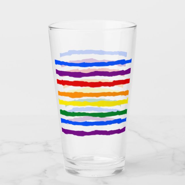 Colorful Rainbow Stripes Glass (Front)