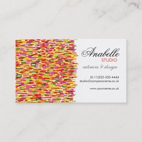 Colorful rainbow stripes interior design business card