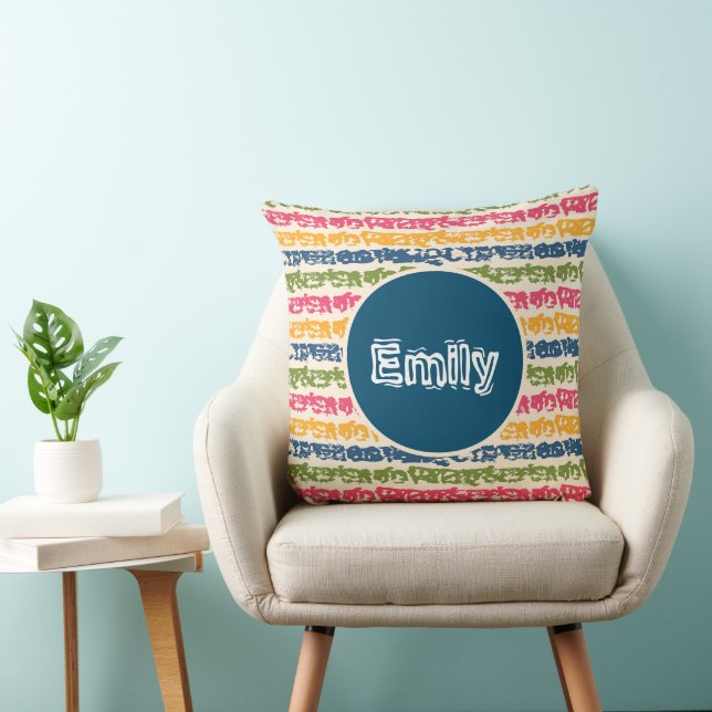 Colorful Rainbow Stripes Kids Nursery  Throw Pillow (Chair)