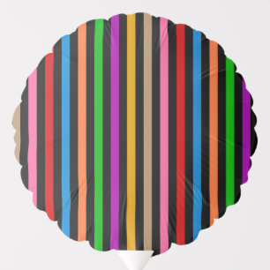 Colorful Rainbow Stripes Lines Design - Black Balloon