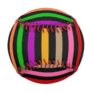 Colorful Rainbow Stripes Lines Design - Black Baseball