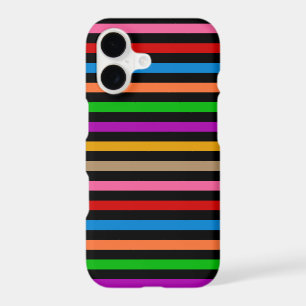 Colorful Rainbow Stripes Lines Design - Black iPhone 17 Case