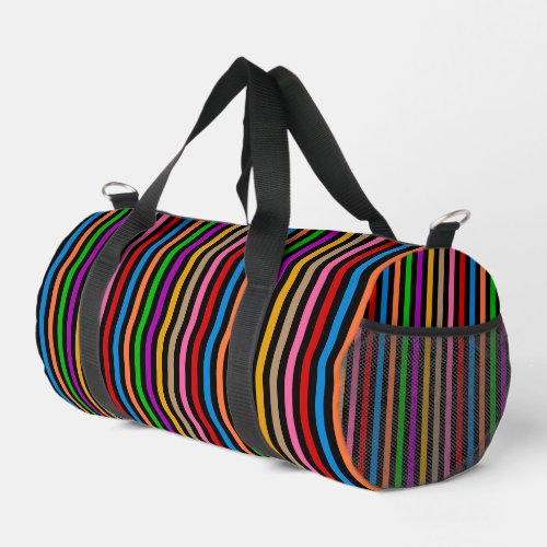 Colorful Rainbow Stripes Lines Design - Black Duffle Bag