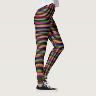 Colorful Rainbow Stripes Lines Design - Black Leggings