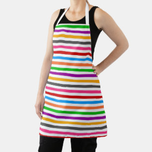 Colorful Rainbow Stripes Lines Design - White Apron