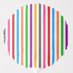 Colorful Rainbow Stripes Lines Design - White Balloon