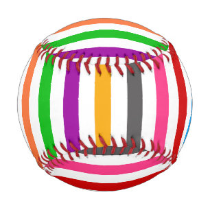 Colorful Rainbow Stripes Lines Design - White Baseball