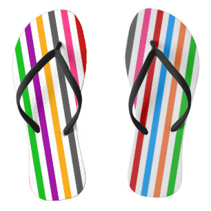 Colorful Rainbow Stripes Lines Design - White  Flip Flops