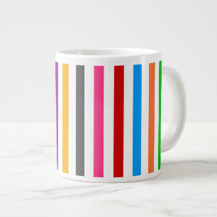 Colorful Rainbow Stripes Lines Design - White  Giant Coffee Mug