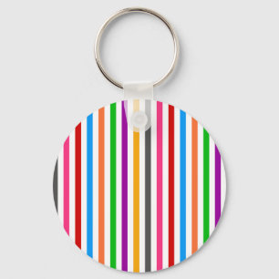 Colorful Rainbow Stripes Lines Design - White Keychain