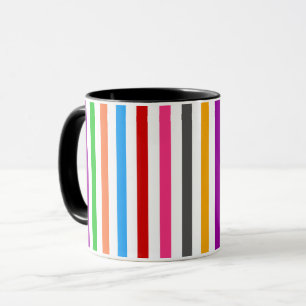 Colorful Rainbow Stripes Lines Design - White  Mug