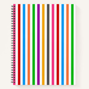 Colorful Rainbow Stripes Lines Design - White Notebook