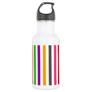 Colorful Rainbow Stripes Lines Design - White Stainless Steel Water Bottle