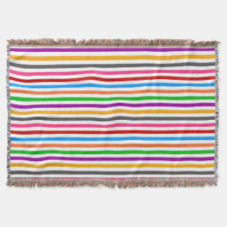 Colorful Rainbow Stripes Lines Design - White Throw Blanket