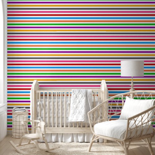 Colorful Rainbow Stripes Lines Design - White  Wallpaper