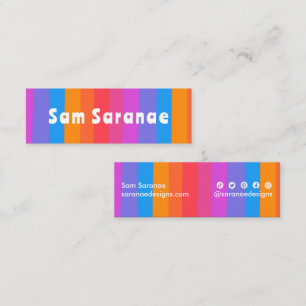Colorful Rainbow Stripes Minimalist Cool Retro Mini Business Card
