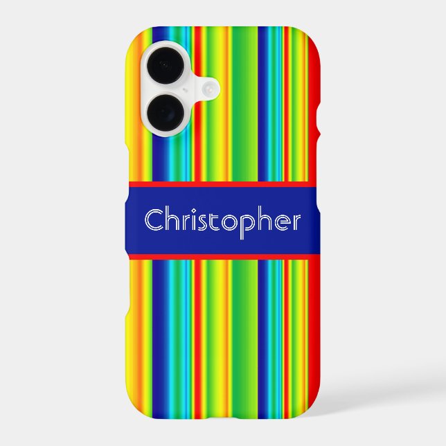 Colorful Rainbow Stripes Monogram Case-Mate iPhone Case (Back)