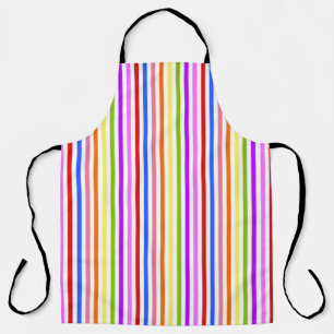 Colorful Rainbow Stripes on White Love is Love Apron