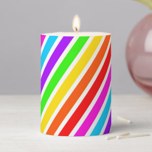 Colorful Rainbow stripes pattern Pillar Candle