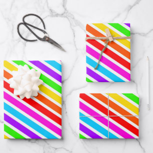 Colorful Rainbow stripes pattern Wrapping Paper Sheets