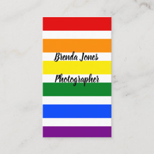 Colorful Rainbow Stripes Photographer Template Business Card