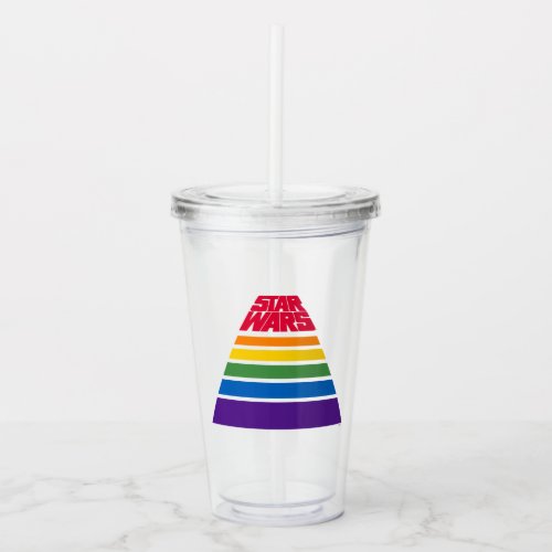 Colorful Rainbow Stripes Star Wars Logo Acrylic Tumbler