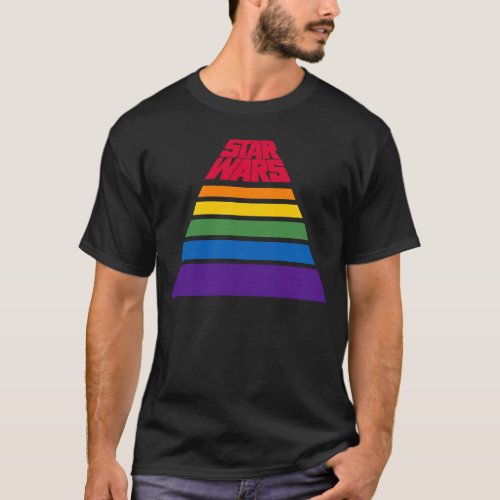Colorful Rainbow Stripes Star Wars Logo T_Shirt