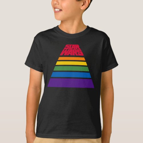 Colorful Rainbow Stripes Star Wars Logo T_Shirt