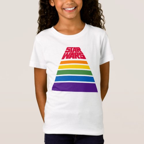 Colorful Rainbow Stripes Star Wars Logo T_Shirt