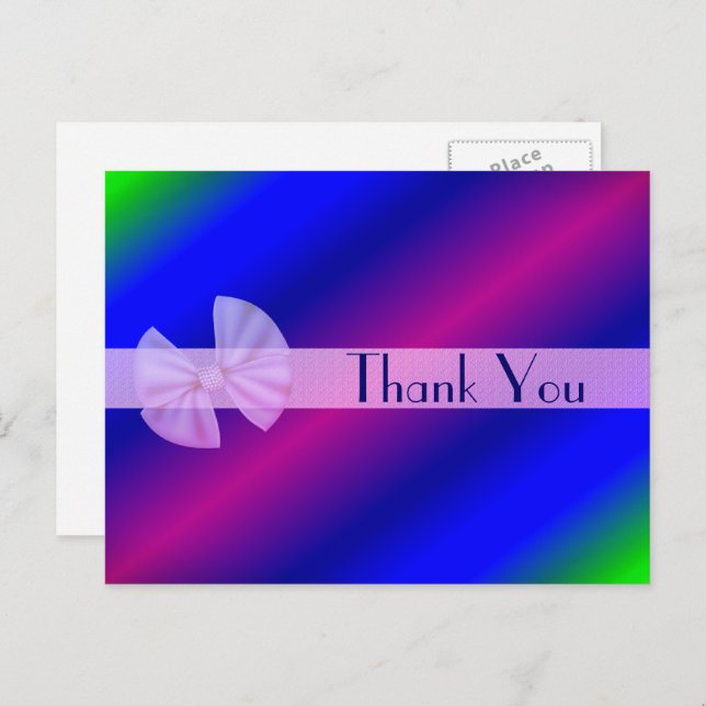 Colorful Rainbow Stripes Thank You Postcard (Front/Back)