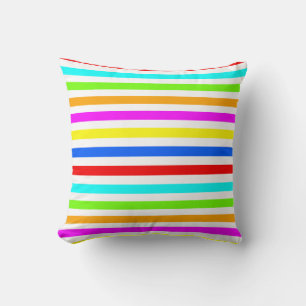 Colorful Rainbow Stripes Throw Pillow