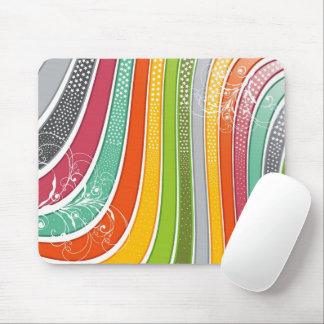 Colorful Rainbow Stripes With Flourish And Stars Mouse Pad