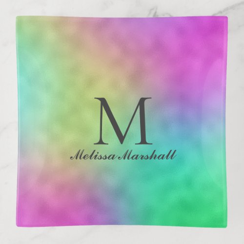 Colorful rainbow style abstract pattern trinket tray