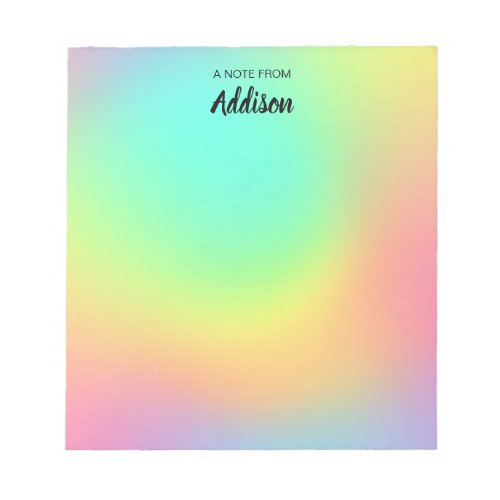Colorful rainbow style abstract pattern with name notepad