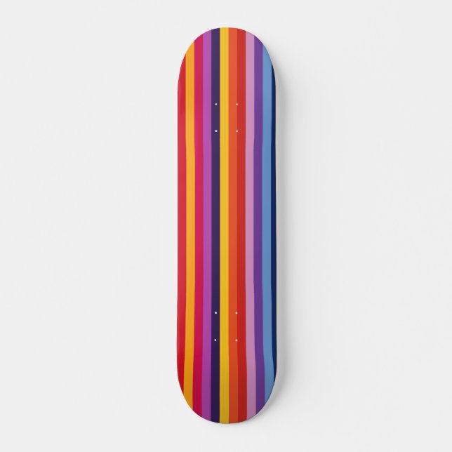 Colorful rainbow style stripes skateboard (Front)