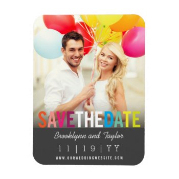 Colorful Rainbow Summer Photo Modern Save The Date Magnet by fatfatin_blue_knot at Zazzle
