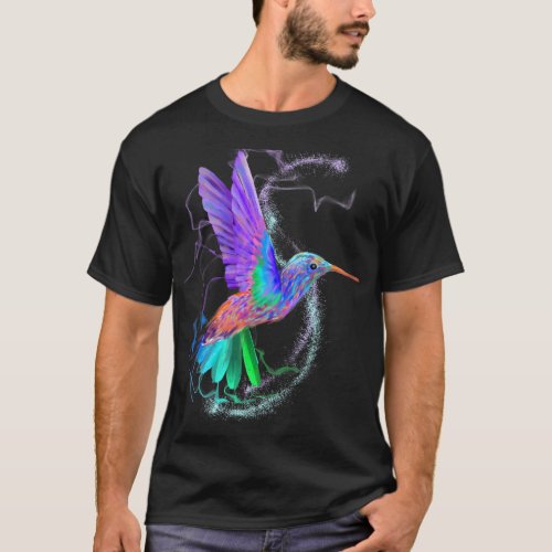 Colorful Rainbow Summer Spring Beach Hummingbird B T_Shirt