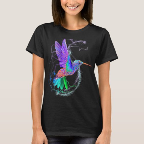 Colorful Rainbow Summer Spring Beach Hummingbird B T_Shirt