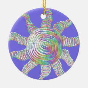 Colorful Rainbow Sun Ceramic Ornament