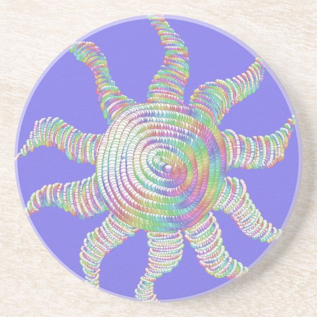 Colorful Rainbow Sun Drink Coaster (Front)