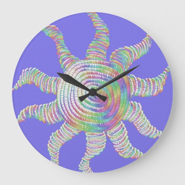 Colorful Rainbow Sun Large Clock (Front)