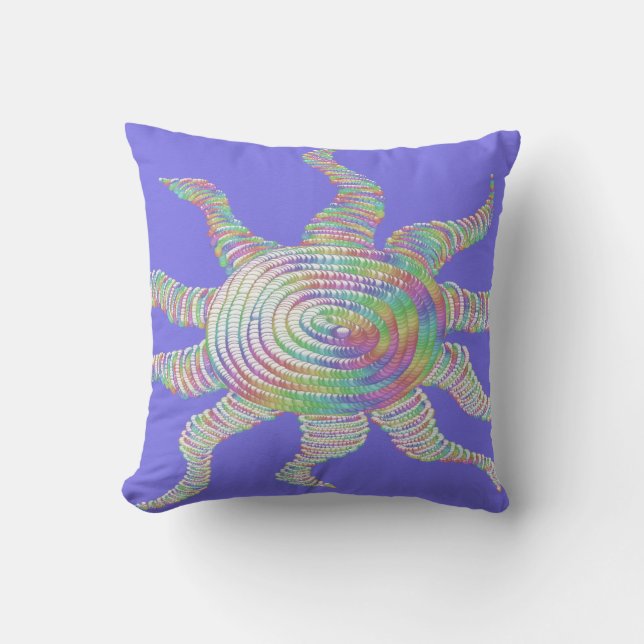 Colorful Rainbow Sun Throw Pillow (Front)