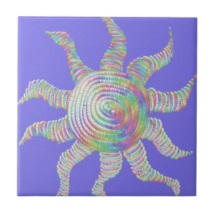Colorful Rainbow Sun Tile