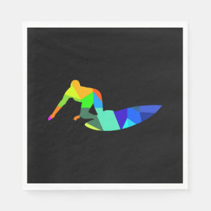 Colorful rainbow surfer surfing sport napkins