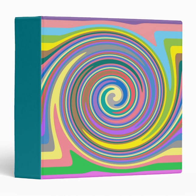 Colorful rainbow swirl pattern 3 ring binder (Front/Spine)