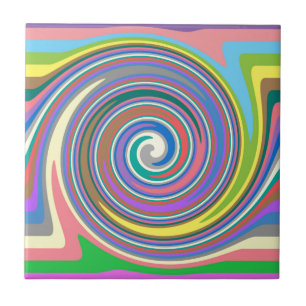 Colorful rainbow swirl pattern ceramic tile
