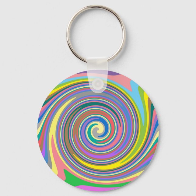 Colorful rainbow swirl pattern keychain (Front)