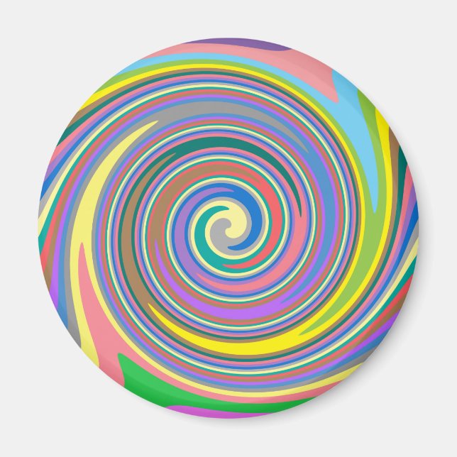 Colorful rainbow swirl pattern magnet (Front)